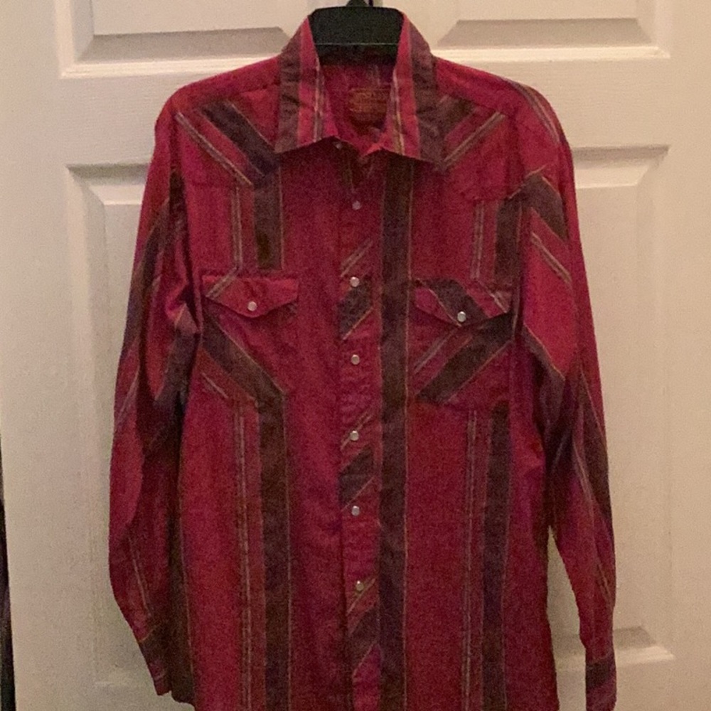 🤠Rustler Ranchwear  Pearl Snap button Up~Size Large Fun Western~Shirt 🤠